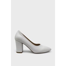 Kanuga Kadın Kalın Topuk Topuklu Ayakkabı Beyaz BB2023-03