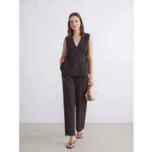 Lc Waikiki Yeni Sezon Beli Lastikli Dokulu Geniş Paça Kadın Pantolon