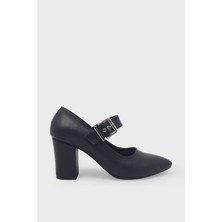 Kanuga Kadın Kemer Detaylı Kalın Topuklu Ayakkabı Siyah LPA1150