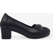 Kanuga Kadın Topuklu Deri Ayakkabı Siyah SCL418