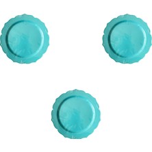 Omeyva Mika Sert Plastik Tabak Parti Davet Sunum Servis Tabağı - 26 Cm. - Turkuaz - 6 Adetlik 3 Paket