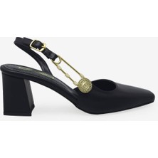 Kanuga Kadın Küt Burun Kalın Topuklu Ayakkabı Siyah LPA5560