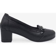 Kanuga Kadın Topuklu Deri Ayakkabı Siyah SCL414