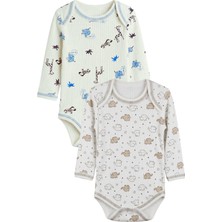 Hece Bebe %100 Pamuklu Ikili Erkek Bebek Badi Seti (Fil & Safari Serisi)