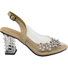 Kanuga Kadın Şeffaf Topuk Topuklu Ayakkabı Bej BB2022-01