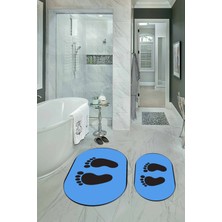 PremiumPort Dijital Baskılı Kaymaz Yıkanabilir Ayak Desenli Oval Banyo Klozet Takımı