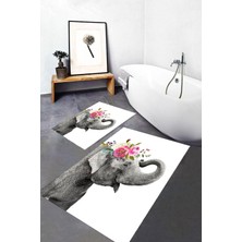 PremiumPort Şık 2'li Banyo Paspas Takımı, 100X60 + 60X50 Cm, Kaliteli ve Dekoratif