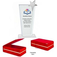 Best Hediye Kadife Kutulu Cam Kristal Plaket Gümüş Yıldızlı