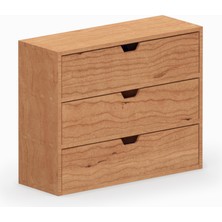Desna Üç Katlı Üç Çekmeceli Dolap - Kiraz | 34 cm x 12.1 cm x 27.2 cm | Woodsaka
