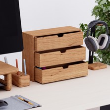 Desna Üç Katlı Üç Çekmeceli Dolap - Kiraz | 34 cm x 12.1 cm x 27.2 cm | Woodsaka