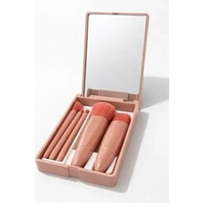 MarkEntegra 5 Fırçalı Aynalı Makyaj Fırça Seti, Kompakt Taşınabilir Kutuda