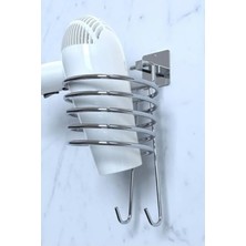 MarkEntegra Yapışkanlı Gümüş Fön Makinesi Askısı, Saç Kurutma Makinesi Tutacağı