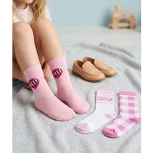 Bross Girl Kareli Kız Çocuk 3lü Dizaltı Çorap ONL-02765