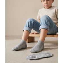 Bross Düz Gri 3lü Çocuk Sneaker Çorap ONL-02767
