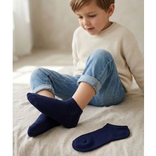 Bross Düz Lacivert 3lü Çocuk Sneaker Çorap ONL-02767
