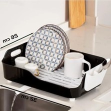 MarkEntegra Yönlendirilebilir Su Akıtma Kanallı Lüks Tabaklık Bulaşıklık, Siyah