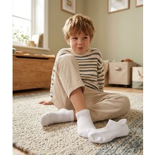 Bross Düz Beyaz 3lü Çocuk Sneaker Çorap ONL-02767