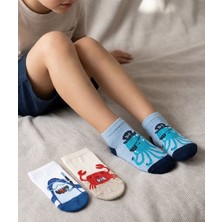 Bross Deniz Hayvanları 3lü Çocuk Sneaker Çorap ONL-02768