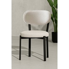 Renlife Mutfak Yemek Sandalyesi Silinebilir Teddy Kumaş Metal Ayaklı 1 Parça Modern Tasarım