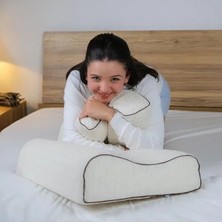 MarkEntegra 60X40X14-12 cm Ölçülerinde Ortopedik Visco Yastık, Doğal Keten Kılıf