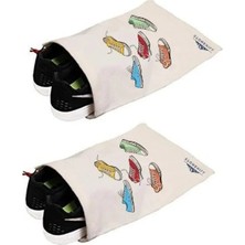 MarkEntegra 2 Adet Büzgülü Ham Bez Ayakkabı Torbası, 30X40 cm