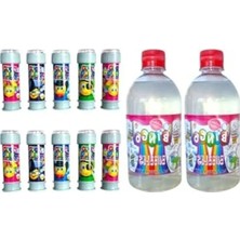 MarkEntegra 10 Adet Üflemeli Köpük Seti, 50 ml Baloncuk Likiti ile