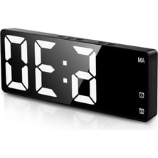 MarkEntegra Modern Dijital Masa Saati, Aynalı Alarm, Takvimli ve Termometreli