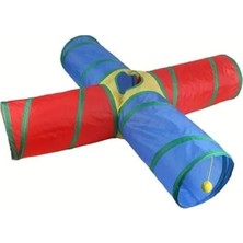 MarkEntegra Dört Yönlü Eğlenceli Katlanır Kedi ve Köpek Oyun Tüneli