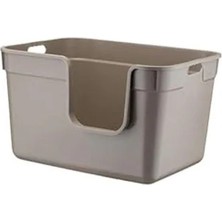 MarkEntegra 54X40X32 cm Boyutunda Bej Renk Yarı Açık Kedi Tuvaleti