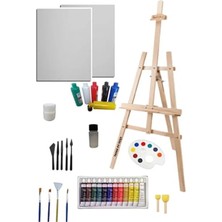 MarkEntegra Resim Seti: Şövale, Tuval ve Akrilik Yağlı Boya Malzemeleri