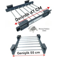 Teleskopik Raylı Pantolonluk & Şal Askılığı Dolap Içi Düzenleyici, 47X55 cm , Üst Rafa Montaj Olur.