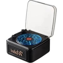 MarkEntegra Retro Bluetooth Hoparlör, Mini Plak Görünümü ile 3D Ses