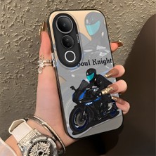 Ucuc Vivo V50 Lite 4g/5g Uyumlu Sert Akrilik Arka Silikon Kenar Lens Koruma Şık Baskı Kılıf