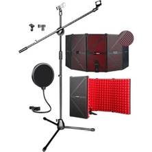 MarkEntegra Mikrofon Standı ve Ses Yalıtım Paneli - PF-44X Red