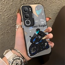 Ucuc Vivo Y19S 4G/Y19S Pro Uyumlu Sert Akrilik Arka Silikon Kenar Lens Koruma Şık Baskı Kılıf