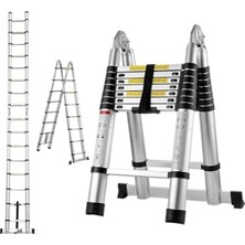 MarkEntegra 4,4 Metre Uzayan Alüminyum Teleskopik Merdiven, 7+7 Basamaklı