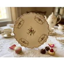 Twinkle Diana 20CM 6'lı Pasta Tabak Seti Vintage Gold Detaylı Çiçek Desenli