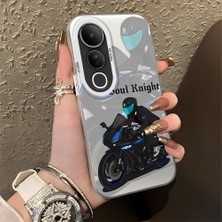 Ucuc Vivo V50 Lite 4g/5g Uyumlu Sert Akrilik Arka Silikon Kenar Lens Koruma Şık Baskı Kılıf