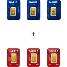 Nadir Gold 24 Ayar 10,5 Gram Külçe Altın (3 Adet 2,5 Gram Külçe Altın + 3 Adet 1 Gram Külçe Altın )