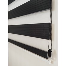Mekstor Geniş Pileli Siyah Zebra Perde - Ev Ofis Perdesi