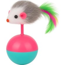 MarkEntegra 14 x 8 cm Devrilmez Kedi Topu ve Tüy Kuyruklu Oyuncak