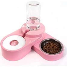 MarkEntegra Pembe 1000 ml Kapasiteli Ayarlanabilir Çelik Mama ve Su Kabı Seti