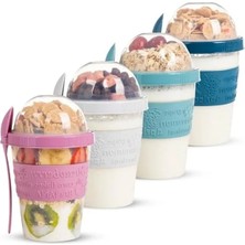 MarkEntegra Renkli Hazneli Meyveli Yoğurt Kabı, 4'lü Set, Piknik Için