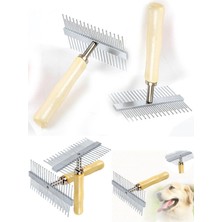 Zayka® Çift Taraflı Ahşap Saplı Ergonomik Evcil Hayvan Fırçası Tarağı