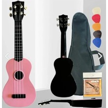 MarkEntegra 4 Telli Pembe Abs Ukulele Seti, Kılıf ve Pena ile