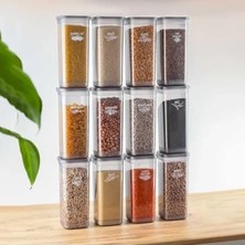 MarkEntegra Etiketli Kare Un Erzak Saklama Kabı Takımı, 12'li Set ile Pratik Düzenleme