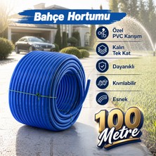 Badem10 Süper Mavi Kauçuklu Bahçe Hortumu 100 Metre Ekstra Kalın Sağlam Su Sulama Yıkama Hortum 12.5 mm 1/2"