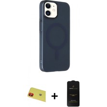 Marsilyan™- iPhone 11 Kılıf Çekirdek Modern Prime - Siyah 6d Antistatik Mat Seramik Hayalet Nano Ekran Koruyucu + Kırmızı Rainbow Kamera Lens Koruma Cam