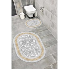 PremiumPort Suya Dayanıklı Dijital Baskılı Kaymaz Tabanlı Banyo Paspası Takımı