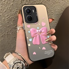 Ucuc Vivo Y02S Uyumlu Sert Akrilik Arka Silikon Kenar Lens Koruma Şık Baskı Kılıf